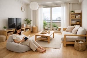 無印風小坪數客廳裝潢，透過輕裝修與隱藏式收納設計，放大空間視覺，實踐好清潔、無壓力的留白生活美學。